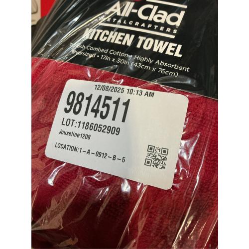 3 packs All-Clad Solid Kitchen Towel: Highly Absorbent, Super Soft Long Lasting - 100% Cotton, 17x30 Tea Towel for Cleaning & Drying Dishes, Pans, Glassware, or Countertops, (1-Pack), Chili