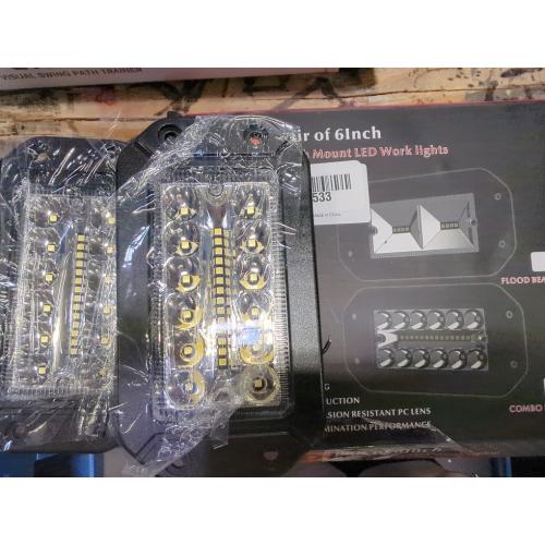 Flush Mount LED Light Pods, BUNKER INDUST 2Pcs 6 Inch Spot Flood Combo Beam 6000 LM Triple Row Driving Off Road Light Bar Waterproof Led Work Light for Golf Cart Trucks Tractor SUV 4x4 ATV UTV