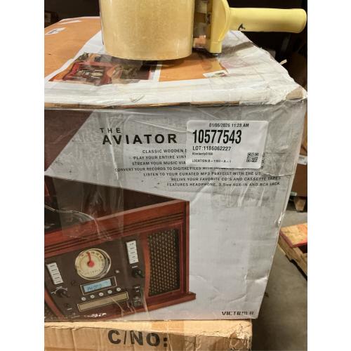 Victrola Aviator Signature Bluetooth Record Player, Mahogany - 1