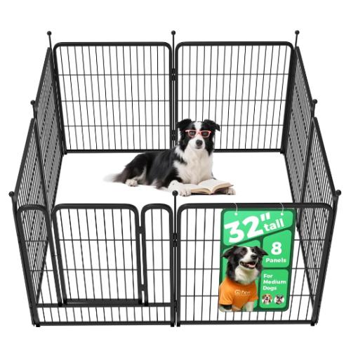 FXW Rollick Dog Playpen, Indoor, Yard & RV Camping, 32 H, 8 PanelsEasy setup, Heavy-duty, DIY layouts, for Small & Medium Dogs, Patented