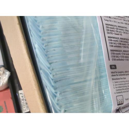 Amazon Basics Dog and Puppy Pee Pads, 5-Layer Leak-Proof Super Absorbent, Quick-Dry Surface, Potty Training, Regular (22x22), 100 Count, Blue & White