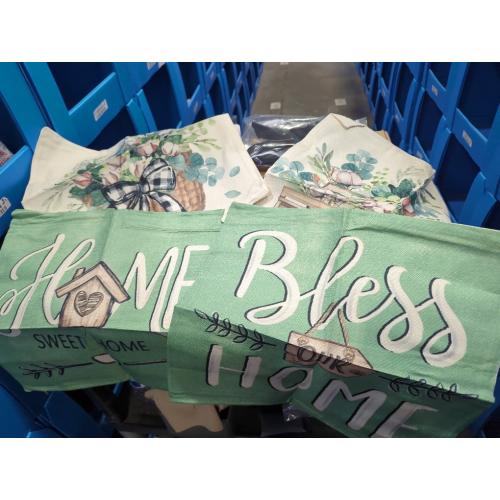 Bless Our Home Farmhouse Eucalyptus Leaves Throw Pillow Covers, 18 x 18 Inch Truck Home Sweet Cushion Case Decorations Set of 4