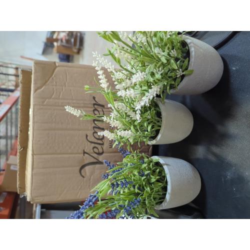 Velener Artificial Lavender Flowers2 /White/1,purple), Small Fake Lavender Plants Pot Set of 3 - Faux Lavender Flowers for Farmhouse/Home