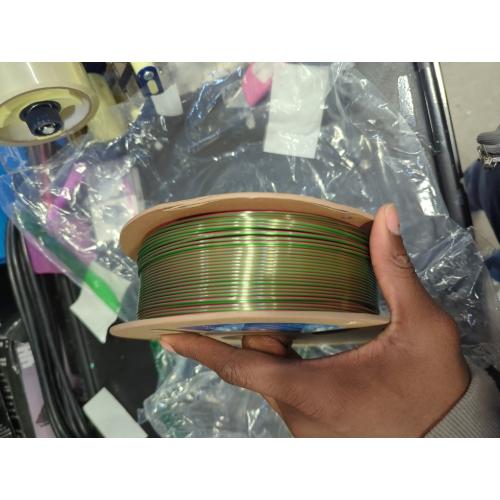 Silk PLA Dual-Color 3D Printer Filament 1.75mm, 1kg (2.2lbs), Two-in-One Color 3D Printing Materials(Red-Green)