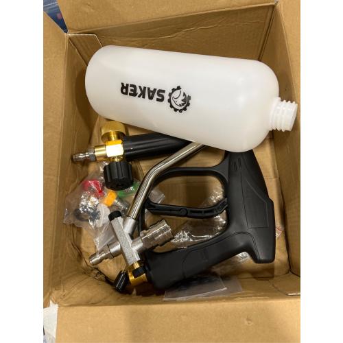 Saker Foam Cannon Dual Connector Accessory for Pressure Washer Kit,with Foam Cannon Dual Connector,Pressure Washer Gun for Car Washing and Cleaning,5 Power Washer Sprayer Nozzles