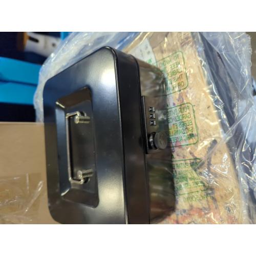 KYODOLED Cash Box with Combination Lock Safe Metal Money Box with Money Tray for Security Lock Box 7.87x 6.30x 3.35 Black