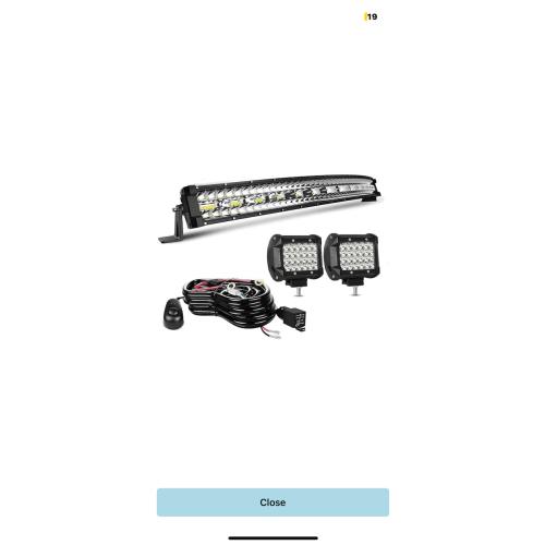 LED Light Bar Kits for Truck - 22 Inch Curved 390W Led Light Bar, 4 Inch Led Pod Lights 12V 24V Off-Road Driving Work Lights for ATV Tractor Pickup Cart with Wiring Harness Kit-3 Lead (Missing cable)