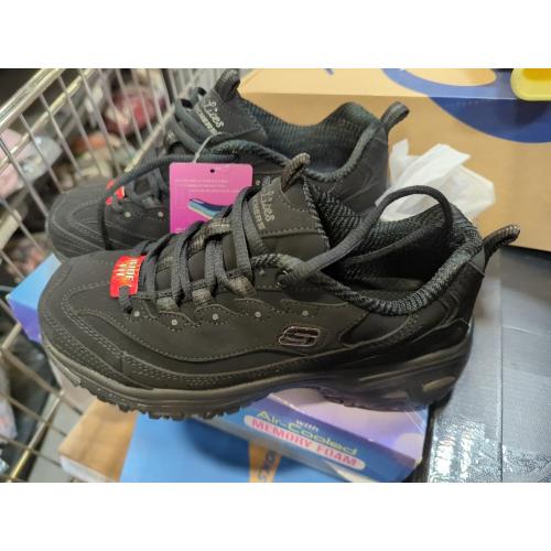 Size 6 color Black Skechers Women's D'Lites-Play on Fashion Sneaker