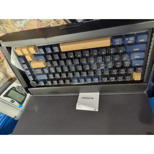 TECWARE Spectre 75% RGB Mechanical Gaming Keyboard with Customizable LCD Screen, Multi-Function Knob, Gasket Mount, 3 Mode Connectivity, South Face 5-Pin Universal Hot-Swappable Sockets (Ocean Gold)