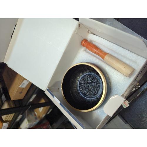 eSplanade - 6 inches - Singing Bowl Tibetan Buddhist Prayer Instrument With Striker Stick | OM Bell | OM Bowl | Meditation Bowl | Music Therapy (black)