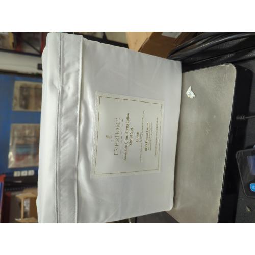 Everhome PimaCott Sateen Embroidered 800-Thread-Count Queen Sheet Set in Microchip