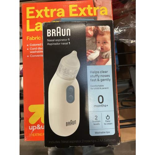 Braun Electric Nasal Aspirator - Mucus Remover, Blocked Nose Relief for Newborn, Baby and Toddler, Electric Suction Power, 2 Suction Levels, 2 Nose Tip Sizes, Dishwasher Safe, FSA and HSA Eligible