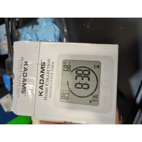 KADAMS Shower Clock Waterproof Bathroom Timer – Digital Wall Clock with Countdown, Magnetic Kitchen Clock with Temperature & Humidity, Suction Cup for Kids Shower Spa Sauna Cook Bath, White