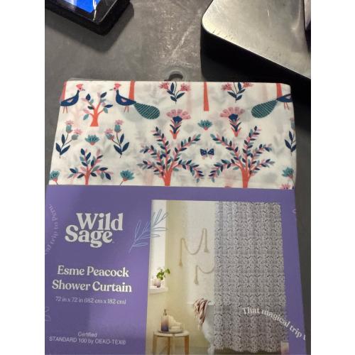 Wild Sage Esme Peacock Shower Curtain (72 X 72)