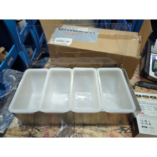 New Star Foodservice 48049 Stainless Steel Condiment Dispenser with 6 Compartments (NO ICE TRAY INCLUDED)