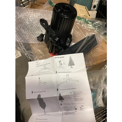 Stright 360 Degree Rotating Christmas Tree Stand, Revolving Artificial Tree Base for Tree Up to 7.5FT, Spinning Christmas Tree Stand with 2 Settings Trunk Diameter and One Built-in Electrical Outlet