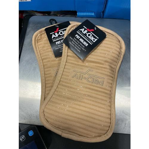 All-Clad Premium Pot Holder & Hot Pad: Heat Resistant to 500 Degrees - 100% Cotton, 10x6.25 Hot Pad for Kitchen and Barbeque, (2-Pack), Cappuccino