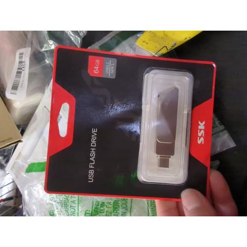 SSK 64GB USB C Flash Drive Dual Drive 2 in 1 OTG USB A 3.2 Gen 1  Type C Memory Stick Thumb Drive, Thunderbolt Pendrive up to 200MB/s Transfer Speed Photo Stick for Android Phones/Tablets/Mac/Laptop
