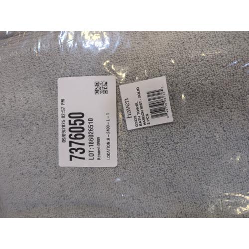 Harbor Mist Grey 3 Pack Haven Organic Cotton Terry Bath Towel in Harbor Mist Grey