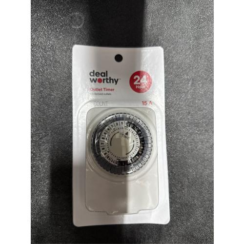 Indoor 2 Polarized Outlet Timer White - Dealworthy™: Light Timer for Indoor Use, 2 Outlets, 13 Amps, 1-Year Warranty