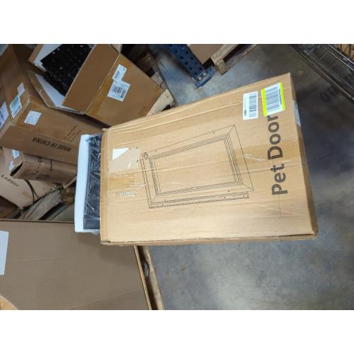 Black All Aluminum Dog Door for Exterior Door, Large Doggy Door, Heavy Duty Pet Door, Double Magnetic Flaps, Thermal Tnsulation, Energy Efficient, Sliding Lock Panel (Pets Up to 110Lb).