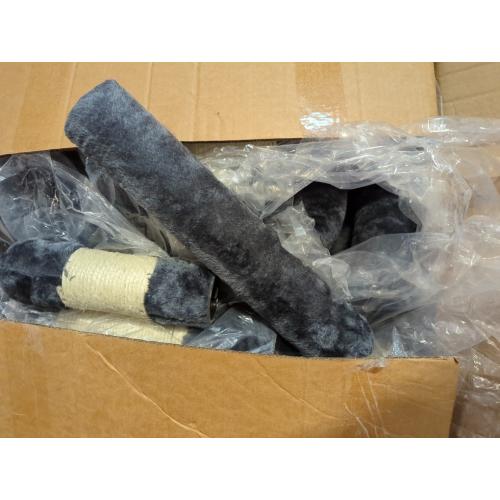 Heybly Cat Tree with Toy, Cat Tower Condo for Indoor Cats, Cat House with Padded Plush Perch, Cozy Hammock and Sisal Scratching Posts, Smoky Gray HCT004SG