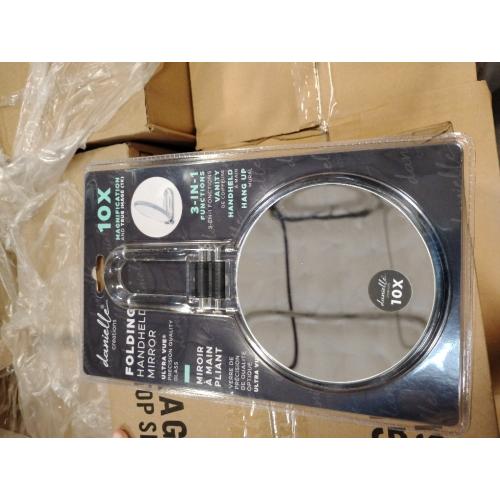 Danielle Creations 5.5-Inch Folding 2-Sided Hand Mirror, 10x Magnification, Acrylic