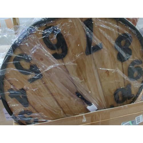 Montoire 24 Inch Wooden Farmhouse Wall Clock Large, Extra Large for Living Room Decor - Big Oversized Rustic Round Decorative Clocks for Walls, Battery Operated