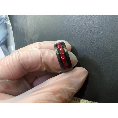 Size 7-11 8mm Mens Tungsten Wedding Bands 14K Gold White Black Gold Plated Tungsten Rings for Men with Created Emerald/Ruby/Meteorite Inlay Promise Rings Hammer Comfort Fit Size 7-11