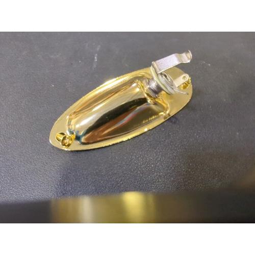 MAXCHEER Guitar Input Jack Socket Plate Output Loaded Boat Style 1/4 Inch with Screws for Fender Stratocaster Strat St Mono Electric Guitar for Electric Guitar Replacement Parts (Gold)