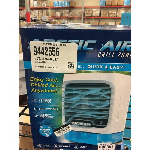 Ontel Arctic Air Turbo Chill Evaporative Cooler with HydroChill Technology, 4-Speed Portable Air Cooler Fan, Up To 8 Hr Per Fill, 7-Color LED, Simple & Whisper Quiet Operation, for Home or Office Use