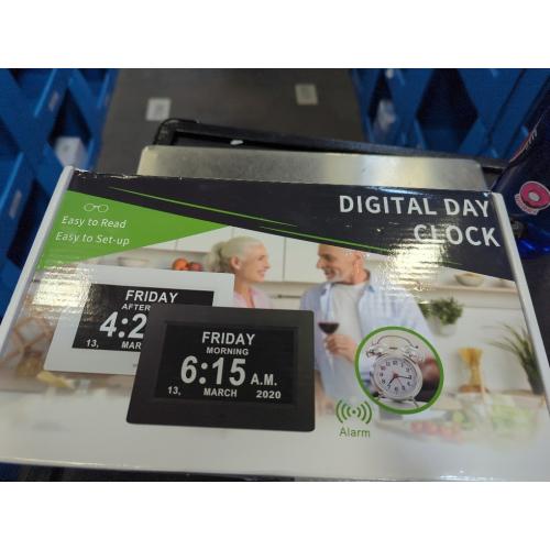 Digital Alarm Clock with Date and Day of Week for Dementia Seniors, Voice Announcement Time, Multiple Alarm Sets, Auto DST, Designed Specifically for Elderly - Black