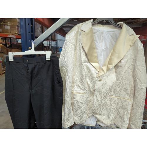 Size 1XL Men's Tuxedo Suits 2 Piece Wedding Prom Suits Embroidered Paisley Blazer Jacket Vest Pants Set for Party,Dinner