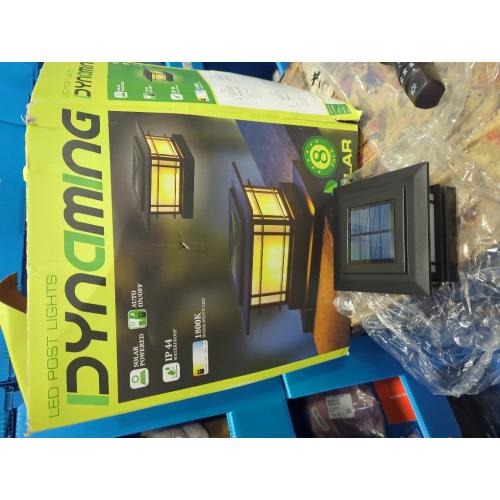 Dynaming 5 Pack Solar Post Cap Lights Outdoor with Flickering Flame Light, Fence Post Solar Lights Fit for 4x4 5x5 6x6 Vinyl/Wooden Posts, High Brightness SMD LED Lighting Decor for Garden Deck Patio