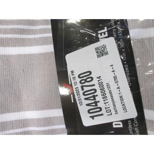 All-Clad Striped Dual Kitchen Towel in Titanium 2 pack