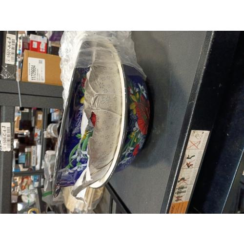 Lawei Set of 2 Enamel Bowl, 4 Quart Large Enamel Salad Serving Mixing Bowl with Black Rim, Vintage Enamelware Plate Dish for Fruit Salad Pasta Soup Dinner, Round Dough Making Bowl Washing Basin, 12in