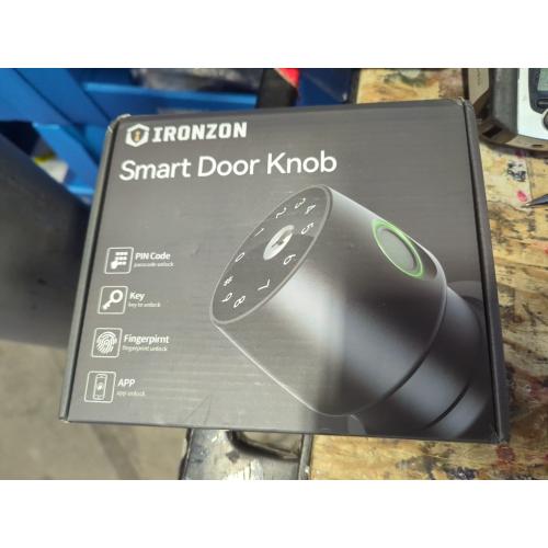 IRONZON Fingerprint Door Knob for Bedroom - 291Y 4-in-1 Keyless Bedroom Door Knob Smart Lock with App, One-tap Privacy Mode Setup, Auto-Lock Easy to Install - Matte Black