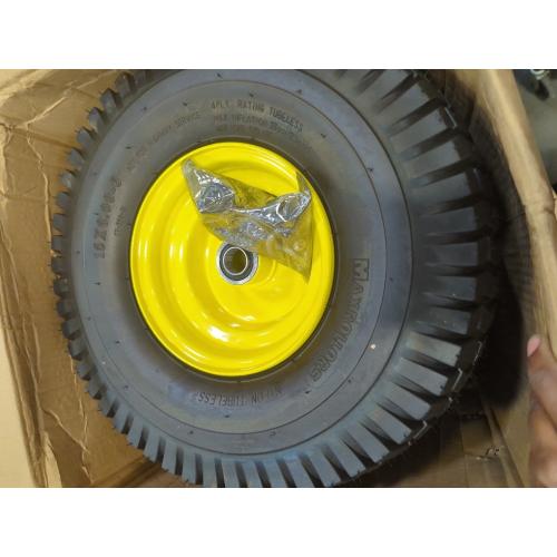 AR-PRO 15x6.00-6 Front Tire and Wheel, Compatible with John Deere 100/D100 | 3 Centered Hub, 3/4 Bushings, 4-Ply Pneumatic Tire, Riding Mower Front Wheel Assembly, Exact Replacement, 2-Pack