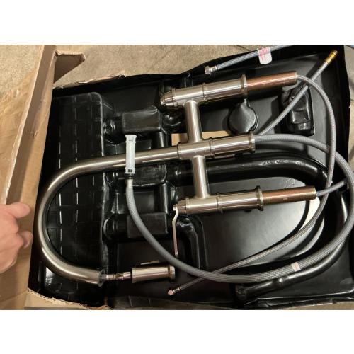 Kinzie Double Handle Pull Down Sprayer Bridge Kitchen Faucet 1.75 GPM in Stainless Steel