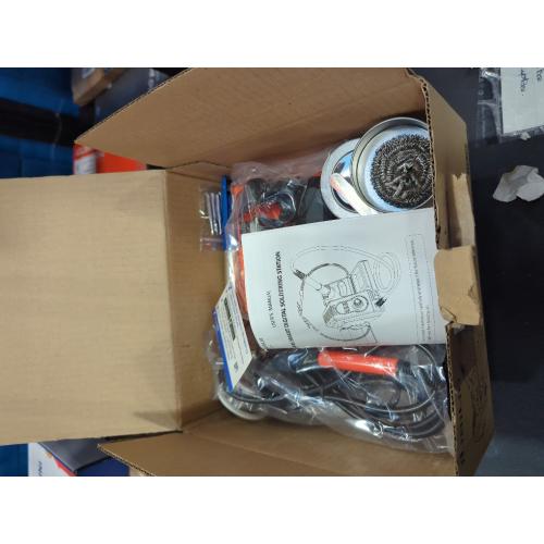 HX46 60W Digital Display Soldering Iron Station Kit with 2 Helping Hands, 5 Extra Iron Tips, Solder Wire, Solder Sucker, ESD Tweezer, °C/ºF Conversion, Auto Sleep & Calibration Support