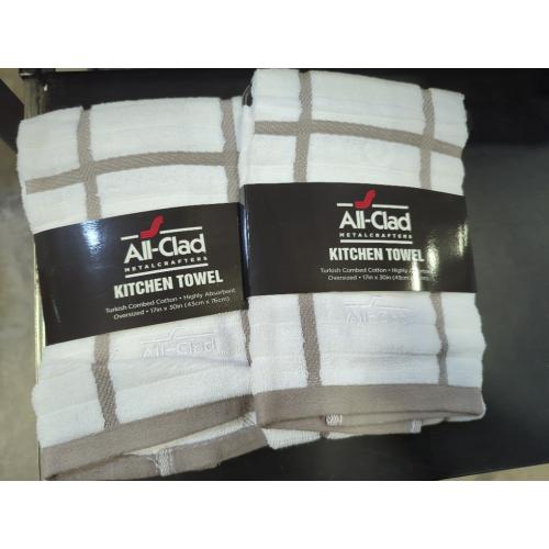 All-Clad Checked Kitchen Towel: Highly Absorbent, Super Soft Long Lasting - 100% Cotton, 17x30 Tea Towel for Cleaning & Drying Dishes, Pans, Glassware, or Countertops, (2-Pack), Titanium Gray