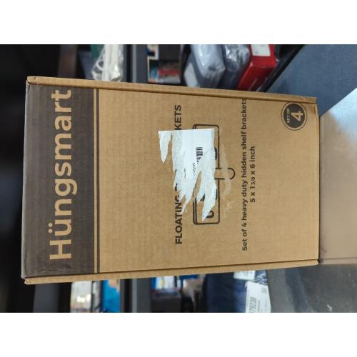 (Set of 4) 5 x 1 3/8 x 6 inch Floating Shelf Brackets Designed for 1 inch Thick Custom Shelves, Hidden Floating Shelf Hardware (6 inch Rod) Black