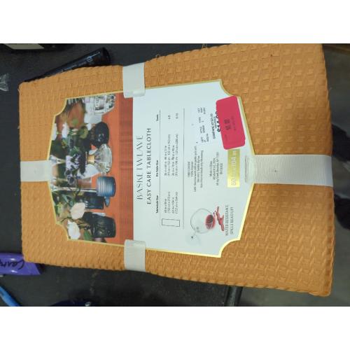 Colordrift Basketweave Orange Easy Care Tablecloth 60 x 104