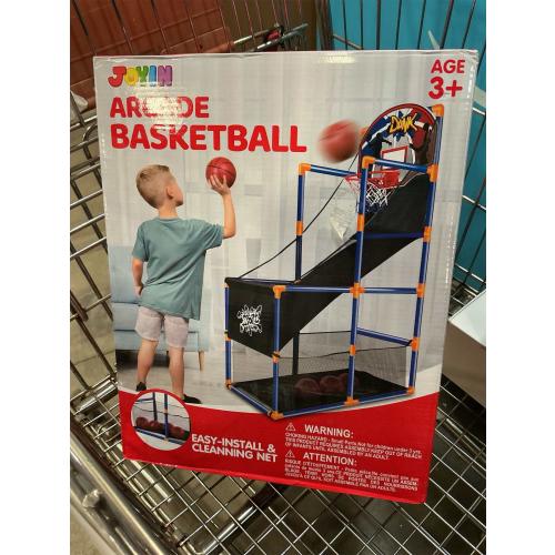 JOYIN Arcade Basketball Game Set with 4 Balls and Hoop for Kids 3 to 12 Years Old Indoor Outdoor Sport Play - Easy Set Up - Air Pump Included - Ideal for Competition