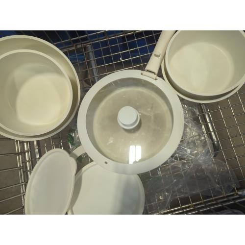 Ceramic Cookware Set 9 Pcs Pots and Pans Set with Detachable Handles Cooking Pan Saucepan Set Skillet Healthy Induction Cookware Oven Safe Dishwasher RV Kitchen Cream