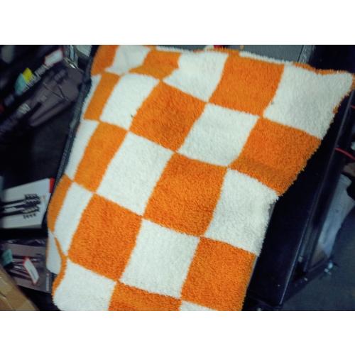 NIDITW Set of 2 Orange Checkered Pillow Covers 18x18 Inches Ultra Soft Microfiber Both Sided Gingham Pattern Invisible Zipper for Sofa Couch Bed Decor (Orange)