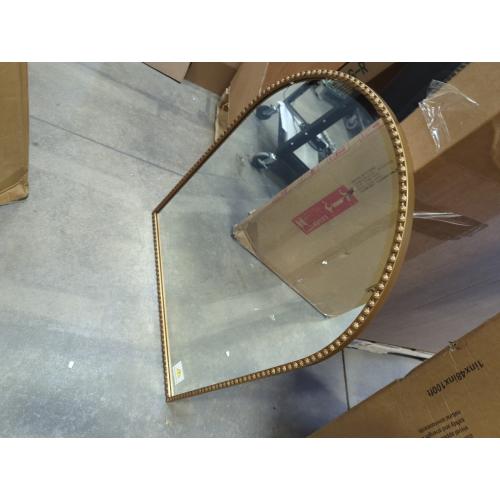 Arched Mirror for Wall, 24x32 Gold Arch Bathroom Vanity Mirror, Metal Flower Frame Decorative Arch Wall Mirror, Antique Gold Arched Mirror for Washroom, Bedroom, Entryway, Living Room