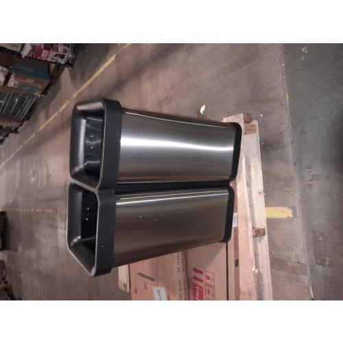 GAOMON 2x5.3 Gallon Kitchen Trash Can, Dual Compartment Waste Bins, Open Top, No Lid Stainless Steel Trash Bin for Kitchen, Office, Restaurant