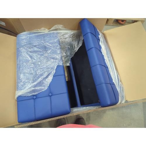 Color Blue Square Leather Ottoman with Storage, Faux Leather Coffee Table with Lift Top,Large Upholstered Footrest Stool Toy Box Storage Bench for Bedroom Living Room, Blue