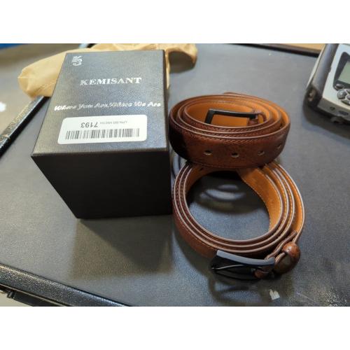 KEMISANT Men pack 2 Belt-Genuine Leather Belt for Men Dress Casual Golf Jeans 1 3/8